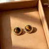 Pendientes Maillard Ojo de Tigre Dorado para Mujer, Novedad Otoño/Invierno 2026, Accesorios para Orejas Vintage de Lujo Ligero