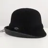 100% lujoso sombrero de cubo cálido de mezcla de lana para otoño e invierno con ala enrollada, sombrero casual de equitación que adelgaza el rostro, sombrero de cubo, sombrero de pescador para mujer