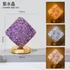 Luminária de Mesa com Pedras Naturais Cristalinas Transfronteiriça Estrela Lua Quarto Luminária de Cabeceira Carregamento USB Três Cores Luz Noturna Touch