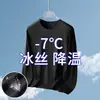 Camiseta de Hielo de Seda de Otoño, Moderna y Versátil, Malla de Secado Rápido, Casual, Sin Marca, Estilo Japonés, Nuevo Modelo de Manga Larga para Hombre