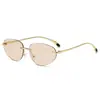 Gafas de Sol Sin Marco Estilo Europeo Americano Chica Popular Montura Metálica Ovalada Gafas de Sol de Moda Versión Coreana Cara Cuadrada Redonda Gafas de Sol Versátiles