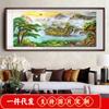 2019 Novo 5d diamante completo diamante bordado sala de estar pintura paisagem banner grande pintura água riqueza ponto cruz