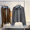 Camisa de Mezclilla para Mujer Otoño/Invierno Estilo Coreano Cuello Camisero Patchwork Cardigan de Punto Falso de Dos Piezas Chaqueta 13257