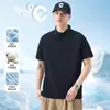 Camisa Polo de Manga Corta de Seda Helada Nasa para Hombre Verano 2026 Nueva Holgada de Media Manga para Hombre Camiseta de Solapa de Secado Rápido
