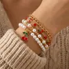 Moda Transfronteriza Y2K Dulce Fruta Cereza Perla Pulsera de Apilamiento Multicapa Ins Versátil Estudiante Mejor Amiga Joyería