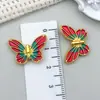 Pulsera Colgante de Mariposa de Doble Cara con Agujero Vertical para Aceite, Estilo Antiguo, Chapada en Oro, Bidireccional, Accesorios para Ropa, Joyería de Aleación Colorida