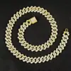 Nueva cadena cubana de alta calidad más vendida del fabricante original, collar y pulsera hip-hop personalizados con cierre de tapa abatible de medio diamante con forma de diamante de 14MM