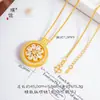 Acessório DIY no mesmo estilo da Loja Antiga Puzuo, colar com pingente de bússola de girassol cravejado de diamantes coloridos, corrente para clavícula giratória para mulheres