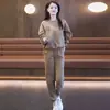 Conjunto Casual Deportivo para Mujer, Nuevo Estilo Primavera/Otoño, Moderno, Cuello Redondo, Elegante, Holgado, Tallas Grandes, Conjunto de Dos Piezas con Sudadera con Capucha y Pantalones