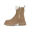 Versão em Couro Noite de Inverno em Paris~Botas Curtas Peludas Espessas com Zíper Lateral e Forro de Lã para Mulheres, Botas de Neve, Quentes