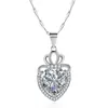 Kaiwei TikTok Collar de Plata para Mujer Colgante de Corazón Cadena Clavicular Sencilla Versátil Estilo Japonés y Coreano Colgante de Diamante Topacio de Amor
