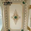 Panel cuadrado de techo pintado con gesso, decorado en dorado, de lujo ligero para sala de estar de villa, con diseño artístico tallado de borde dorado, colores personalizables
