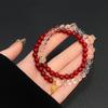 Nuevo estilo chino literatura y arte bermellón doble anillo pulsera elástica de cuentas simple Fulu calcedonia calabaza pulsera al por mayor