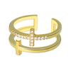 Anillo de doble cruz de tendencia japonesa y coreana, anillo de apertura ajustable con circonitas de moda femenina, joyería al por mayor para el cabello de generación