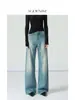 Sensación Relajada y Cómoda/Tejido Suave Pantalones de Mezclilla de Pierna Ancha para Mujer para Todas las Estaciones 26 Sueltos Caídos Largos hasta el Suelo Modernos