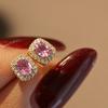 Cao Shi ebay Brincos Novos Estilo Hepburn Vintage Imitação Corindo Vermelho Zircônia Brincos Acessórios de Luxo para Celebração de Aniversário
