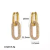 Brincos de Aço Inoxidável com Cravação de Diamantes Transfronteiriços para Mulheres, Brincos Versáteis de Aço Titânio com Duplo Anel, Brincos Banhados a Ouro 18K que Não Desbotam