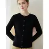 Cárdigan de punto de moda casual simple de cachemira 100% pura para mujer, cuello redondo, tejido de ochos, abrigo versátil nuevo para otoño e invierno