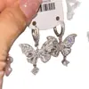 Pendientes de Mariposa de Lujo Ligero Estilo Francés con Diamantes Completos para Mujer 2025 Nueva Moda Versátiles de Gama Alta Accesorios de Pendientes para el Viaje Diario