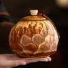 Bote de Té de Cerámica Grande Sellado en Color Amarillo-Marrón Cocido en Horno, Accesorios de Té Domésticos Estilo Chino, Bote de Té a Prueba de Humedad, Tarro para Almacenar Granos