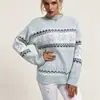 Nuevo Suéter de Punto Jacquard Coreano con Cuello Semialto y Diseño de Copo de Nieve, Estilo Europeo y Americano Transfronterizo, Suéter de Punto Holgado para Mujer, Otoño/Invierno 2026