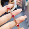 Venta al por mayor de fábrica Popular Pulsera de Rubí Natural con Incrustaciones de Plata S925 Piedra Principal 4*6 Joyería de Lujo Venta Directa de Fábrica