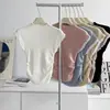 Design Branco Camiseta Básica Ajustada Manga Curta Tricô de Verão Feminino Top Plissado Justo Sexy Rejuvenescedor