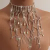 Collar Europeo y Americano Exagerado con Borlas Cadena de Clavícula Hueca Elegante de Malla para Mujer Accesorios de Fiesta de Banquete de Alto Nivel