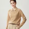 Suéter de Base de Color Sólido Cálido Bai Cai Rong Otoño e Invierno Estilo Nuevo Cuello POLO Camisa de Base de Punto 100% Cachemira Pura