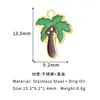 Pendientes Creativos Colgantes de Acero Inoxidable Transfronterizos con Goteo de Aceite, Bambú, Árbol de Coco, Accesorios para Joyería DIY, Collares, Pulseras