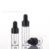 Frasco Conta-gotas Portátil de Borracha Preta 16mm Frasco de Vidro Transparente Frasco para Óleo Essencial Frasco Dispensador de Líquido Essencial Venda por Atacado
