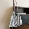 Bolso de Hombro de Lona con Cordón de Flores Pequeñas Bolso de Almacenamiento de Gran Capacidad Bolso de Hombro de Lona Fino Casual para Viajes