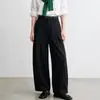 Calça wide leg de cintura alta color block para mulheres, novo estilo primavera/outono 2026, design simples com pregas fluidas, efeito emagrecedor e relaxado, adequada para o trabalho e uso casual
