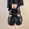 Sapatos de Couro com Solado Grosso Estilo Britânico Preto para Mulheres 2026 Primavera Novo Estilo Coreano Casuais Versáteis Sapatos Mary Jane Retrô
