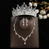 Coroa elegante de noiva Mori Super fada cocar conjunto de três peças novo colar acessórios de casamento brincos de aniversário casamento mulheres