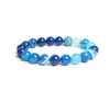 Pulsera de Piedra Ágata Azul con Cuentas Lisas y Pulidas Diseño Elegante y Duradero Ajuste Ajustable para Hombres y Mujeres Perfecta para Ocasiones Casuales o Formales Accesorio de Moda Único y Moderno