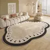 Alfombra de Sala de Estar Estilo Crema Francesa Resistente a la Suciedad y Fácil de Cuidar Felpudo de Piso Área Grande Cobertura Completa Alfombra Antideslizante Lujo Ligero Dormitorio Mesita de Noche