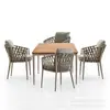Mesa e Cadeira de Exterior Nórdicas Pátio Villa Pátio Varanda Exterior Jardim Aberto Terraço Lazer Combinação de Mesa e Cadeira de Rattan