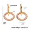 Pendientes de Moda de Lujo Ligero Estilo Retro de Hong Kong Europeos y Americanos, Diseño de Nicho, Pendientes de Aro Redondos Sencillos Microincrustados con Circonita