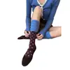 Calcetines de otoño e invierno retro de lunares azules para pantorrilla, adelgazantes, versátiles, suaves, femeninos, estilo preppy, calcetines para deportes al aire libre