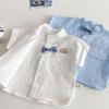 Camisa de Caballero para Niños 2026 Nuevo Verano Moda para Niños Camisa con Pajarita Top de Oso sin Mangas Estilo Coreano para Bebé