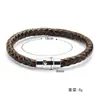Pulsera de cuero de venta caliente simple para caballero pulsera con hebilla de clavo para hombre pulsera tejida de cuerda de cuero con hebilla magnética de comercio exterior europeo y americano para hombre