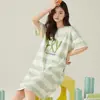 Pijamas de algodón en stock, camisón de manga corta para mujer, vestido largo de verano, jersey, ropa de casa para mujer para transmisión en vivo