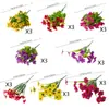 Flores de Simulación de Amazon Nuevo Eucalipto Violeta Pensamiento Tres Colores Flores Artificiales de Seda Floreros Decorativos de Mesa para Exteriores