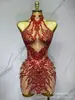 Vestido Bodycon Sexy com Brilho Fino Estilo Europeu e Americano para Mulheres, com Gola Halter, Strass, Costas Abertas, Vestido de Gala para Cantora