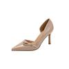 Estilo fada boca rasa couro envernizado pontudo salto alto bonito feminino estilo coreano design elegante lateral vazio salto fino sapatos