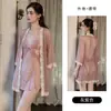 Conjunto de lingerie sexy Guiruo: desejo puro, sem costas, malha transparente, renda bordada, camisola com roupão, conjunto sexy 1899