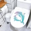 M-74 caricatura lindo dos pequeñas ballenas flores rosa niña corazón pegatinas de inodoro decoración del hogar pegatinas de pared autoadhesivas