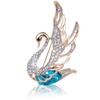 Alas de Cisne de Vidrio de 4 Colores Abiertas Temperamento Broche de Cristal Moda de Gama Alta Aleación Joyería de Vidrio Corsage para Mujer Prenda