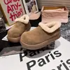 Zapatos Birkenstock de cobertura total retro blancos gruesos y forrados de felpa para mujer, comercio exterior transfronterizo, zapatos de algodón cálidos peludos para la nieve, de altura creciente, para invierno